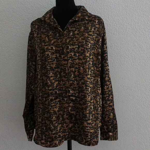 Dark Golden color with animal print blouse, shiny - Picture 3 of 9